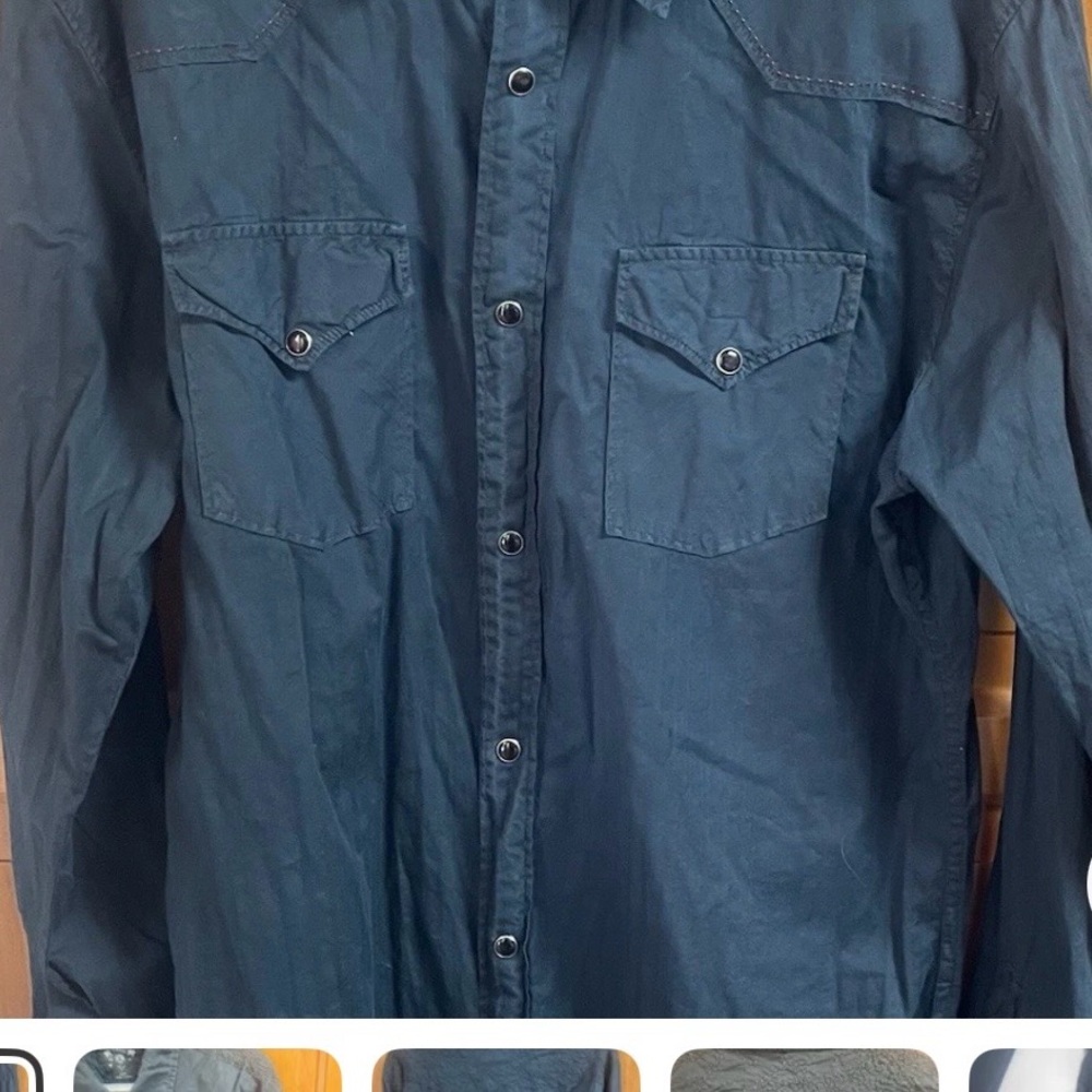 GUESS JEANS Shirt Men’s Sz L Black Western Pearl Snaps Long Sleeves Cotton New